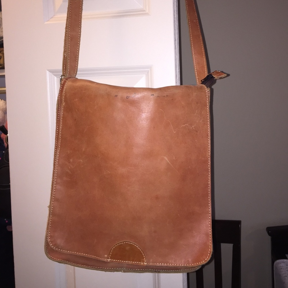 Hand made leather messenger laptop bag